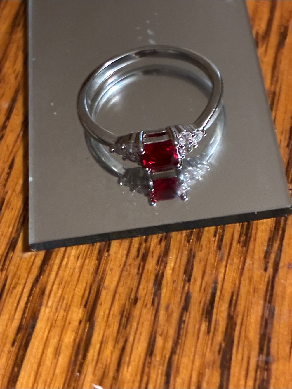 Sterling Silver Red Stone Accent Ring - Women's Jewelry